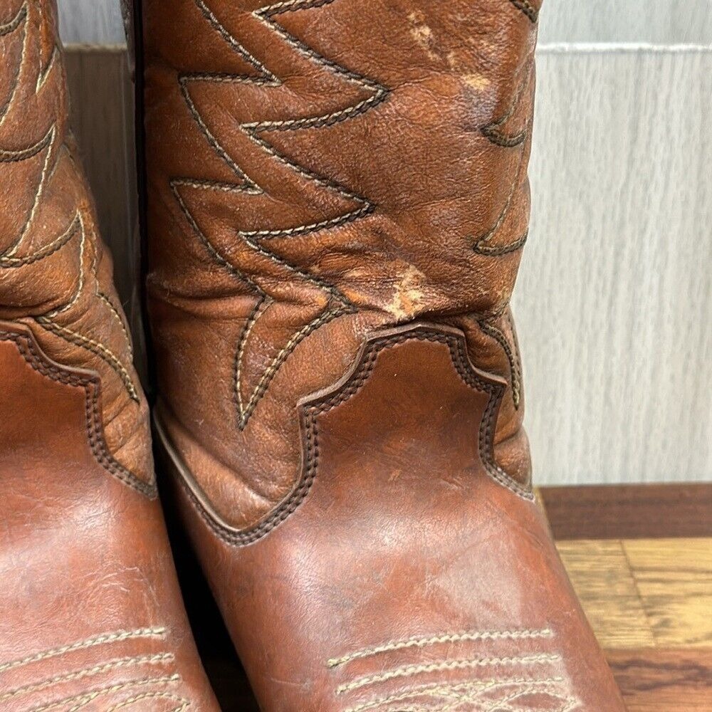Ramrods Mens Cowboy Boots 7.5 Brown Leather Mid Calf Western Work Wear Embroider - Picture 9 of 16